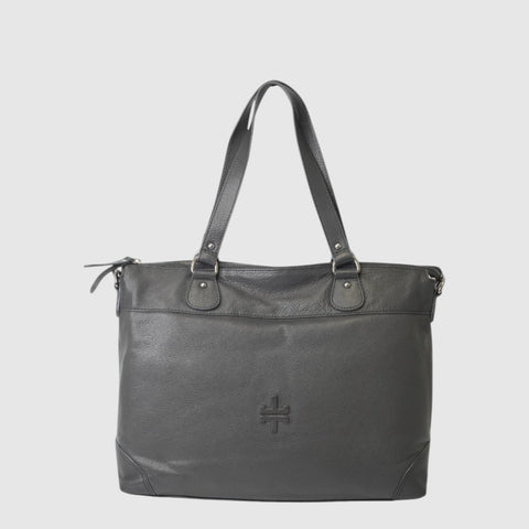 The Trend Liquirizia Leather Tote Bag